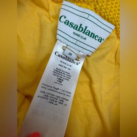 Casablanca Men’s Crochet Shorts in Sunny Yellow size Medium 100% Cotton NWOT